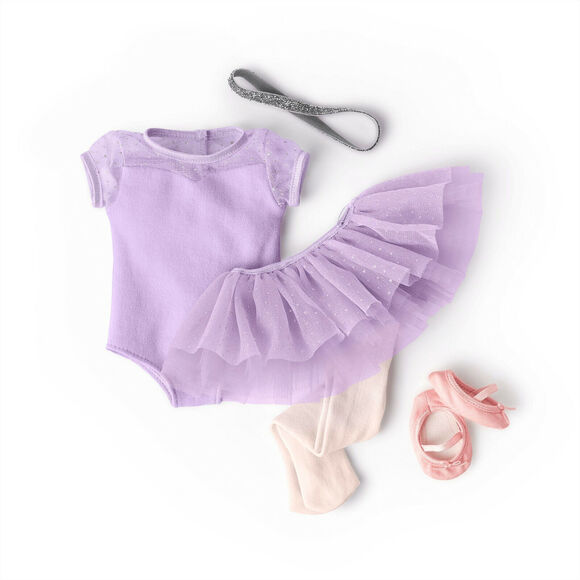 American Girl Doll SHIMMERING BALLET OUTFIT Purple Glitter Tutu Tights Leotard + - Picture 7 of 8